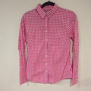 Banana Republic non-iron fitted collection shirt in pink gingham, size 10